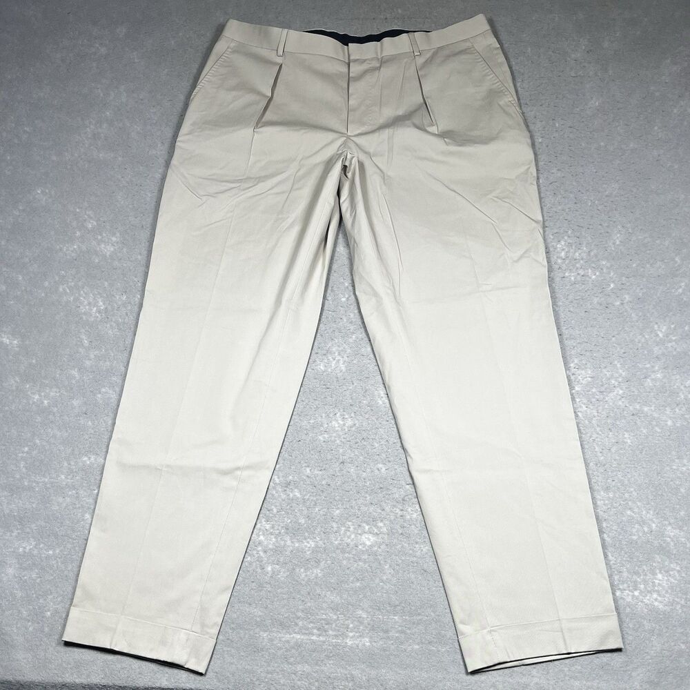 Carolina Herrera Pants Mens 38 Beige Cotton Chino Casual Khakis Logo Traditional